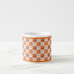 Halloween Espresso Mug - Cute Pumpkin & Ghost Patt