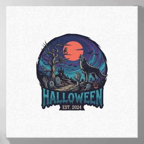 Halloween Est Howling Wolf Red Moon Zombie Hand_1 Canvas Photo Tile