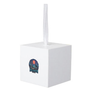 Halloween Est Howling Wolf Red Moon Zombie Hand_1 Cube Ornament