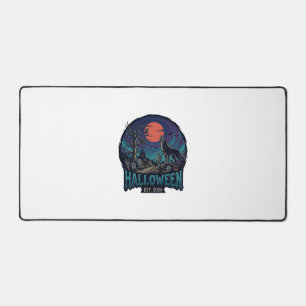Halloween Est Howling Wolf Red Moon Zombie Hand_1 Desk Mat
