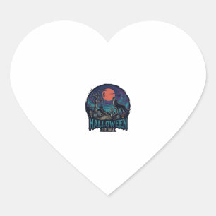 Halloween Est Howling Wolf Red Moon Zombie Hand_1 Heart Sticker