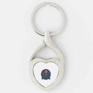 Halloween Est Howling Wolf Red Moon Zombie Hand_1 Keychain