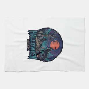 Halloween Est Howling Wolf Red Moon Zombie Hand_1 Kitchen Towel