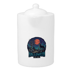 Halloween Est Howling Wolf Red Moon Zombie Hand_1 Teapot