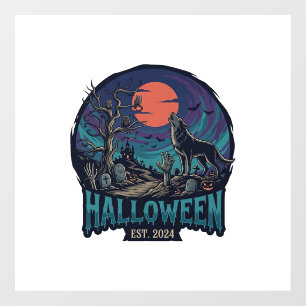 Halloween Est Howling Wolf Red Moon Zombie Hand_1 Window Cling
