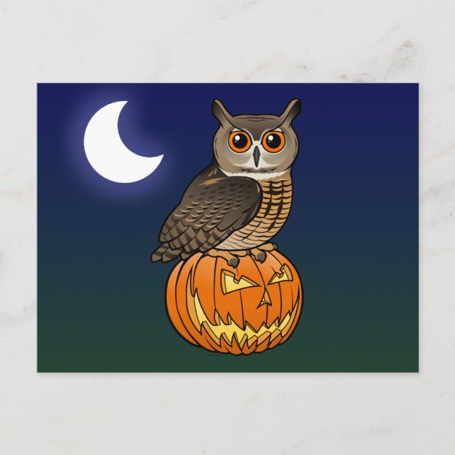 Halloween Eurasian Eagle Owl Postcard (Front)