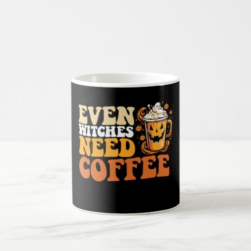 Halloween Even Witches Need Coffee Groovy Retro Coffee Mug