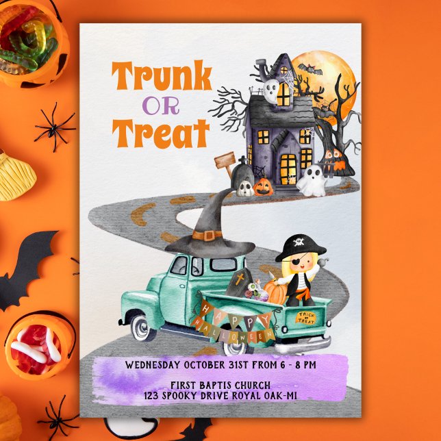 Halloween Event Invitation Trunk Or Treat Cute (Halloween Event Invitation Trunk Or Treat Cute)