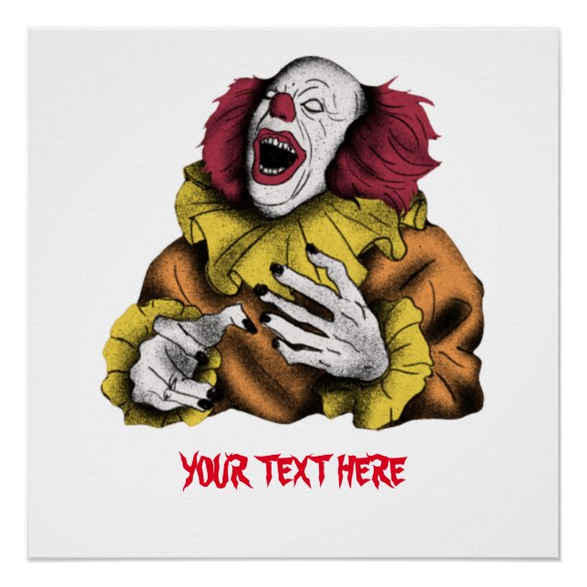 Halloween Evil Clown Laughing Customizable T-Shirt Poster (Front)