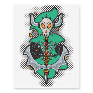 Halloween Evil Monster Axe Temporary Tattoos