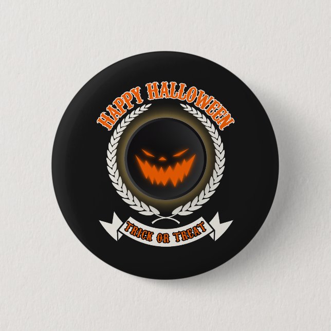 Halloween Evil Pumpkin Face Spooky Night Button (Front)