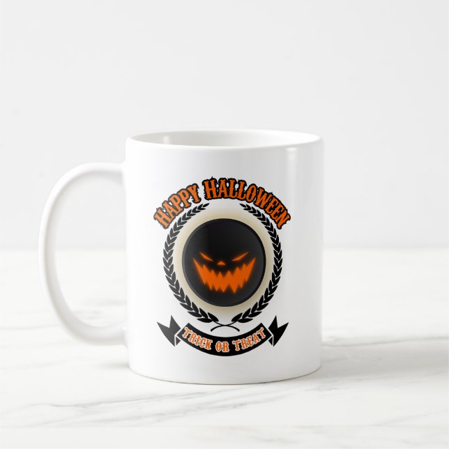 Halloween Evil Pumpkin Face Spooky Night Coffee Mug (Left)