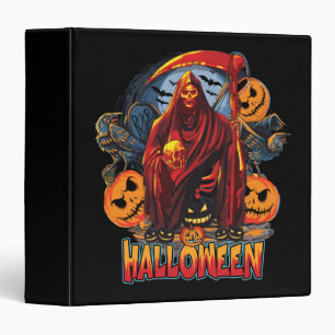 Halloween Evil skeleton, Pumpkin 3 Ring Binder