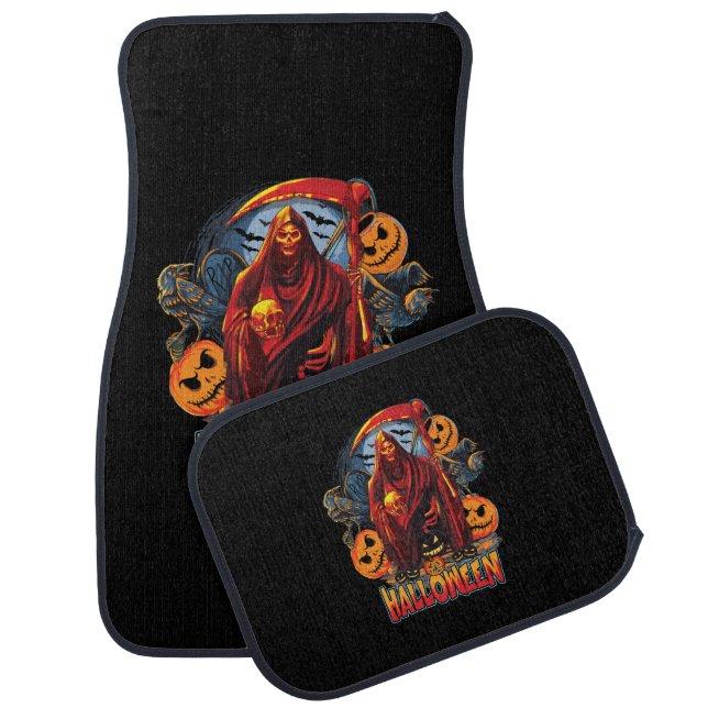 Halloween Evil skeleton, Pumpkin Car Floor Mat (Set)