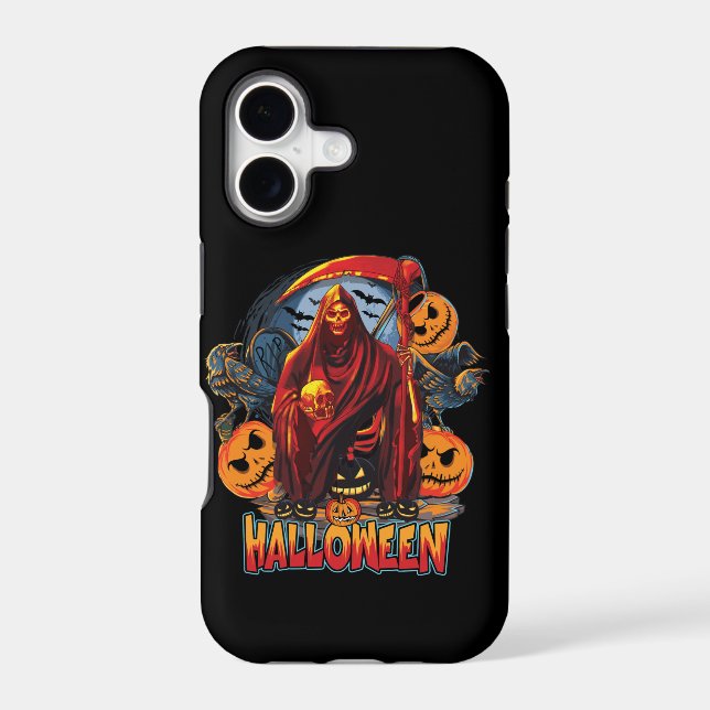 Halloween Evil skeleton, Pumpkin Iphone Case (Back)