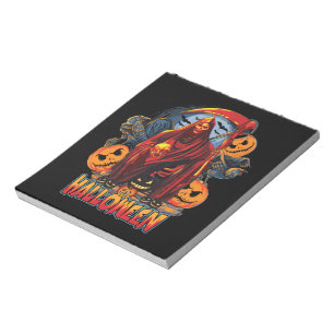 Halloween Evil skeleton, Pumpkin Notepad
