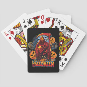 Halloween Evil skeleton, Pumpkin Poker Cards