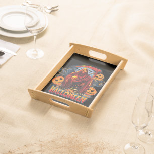 Halloween Evil skeleton, Pumpkin Serving Tray