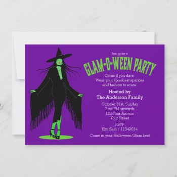 Halloween Evil Witch Glam Party Invitation by thepapershoppe at Zazzle