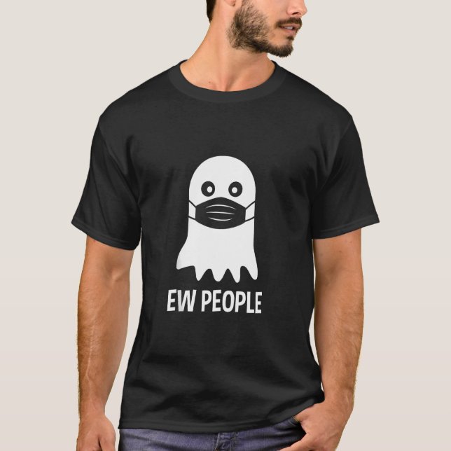 Halloween Ew People Ghost Wearing Face Mask Kids T-Shirt (Front)