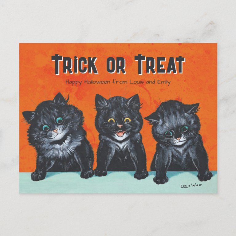Halloween Excited black cats Louis Wain CC1286 Postcard