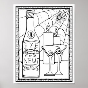 Halloween Eye of Newts Spirits Coloring Page Art Poster
