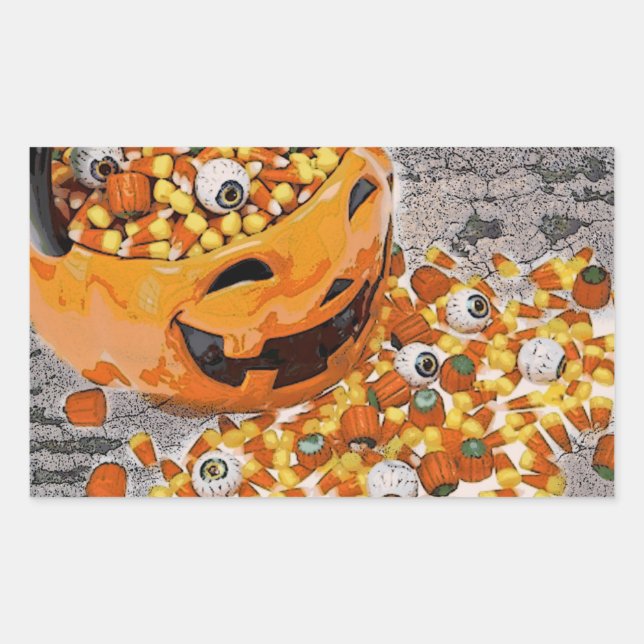 Halloween Eyeball Candy Rectangular Sticker (Front)