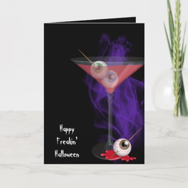 Halloween Eyeball Martini Drink with smoke Card (Front)