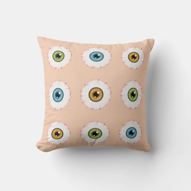 Halloween Eyeballs Bloodshot Eyes Colored Eyes Throw Pillow (Front)