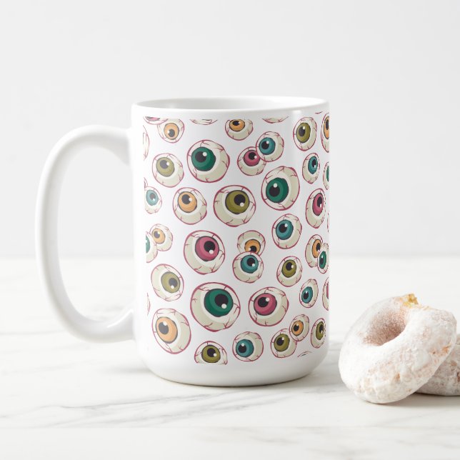 Halloween Eyeballs Coffee Mug (With Donut)