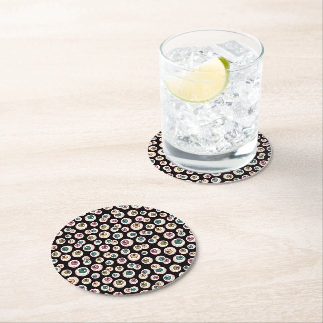 Halloween Eyeballs Round Paper Coaster (Insitu)
