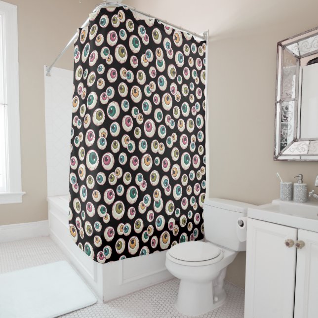 Halloween Eyeballs Shower Curtain (In Situ)
