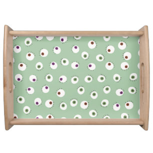 Halloween eyes, hand-drawn seamless pattern. serving tray
