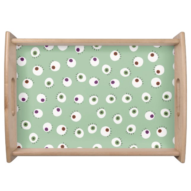 Halloween eyes, hand-drawn seamless pattern. serving tray (Front)