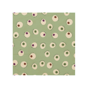 Halloween eyes, hand-drawn seamless pattern. wood wall art