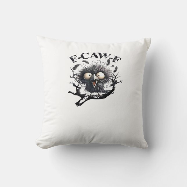 Halloween F-Caw-F Bird Cool Unique Throw Pillow (Front)