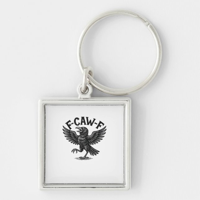 Halloween F-Caw-F Bird Crow Women Men Minimal Clea Keychain (Front)