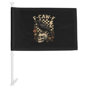 Halloween F-Caw-F Raven Bird F-Caw-F Crow Checkere Car Flag