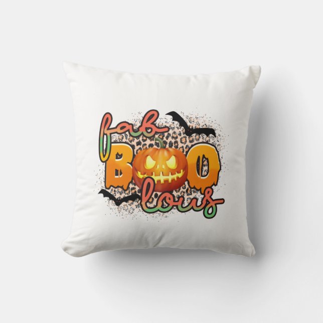 Halloween Fab Boo Lous Birthday Throw Pillow (Front)