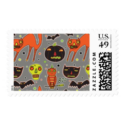 Halloween Faceoff Postage Stamps