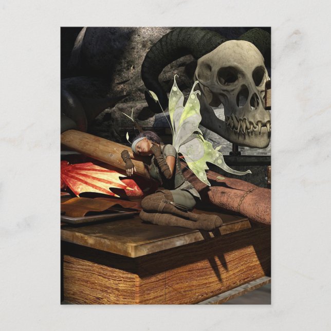 Halloween Fairy and Skull Postcard (Front)