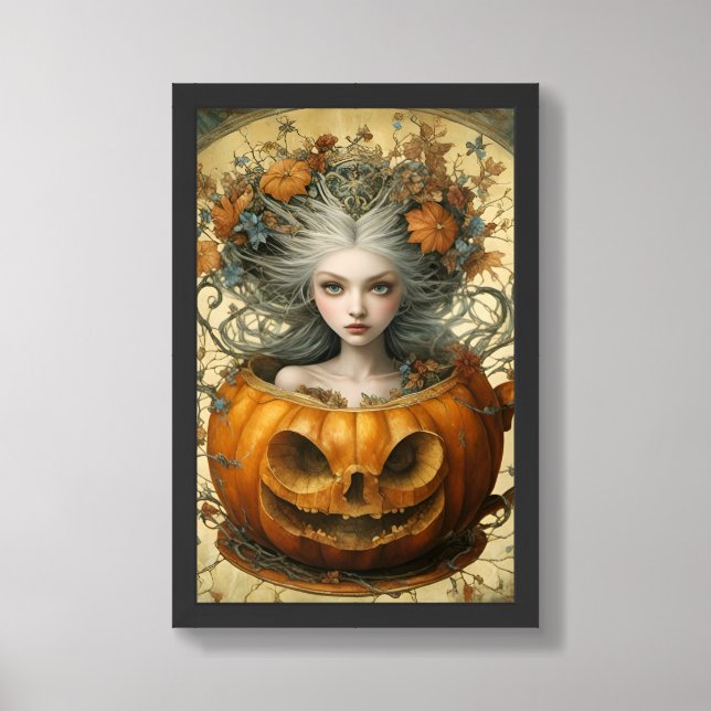 Halloween Fairy in a Teacup Framed Art (Framed Front)