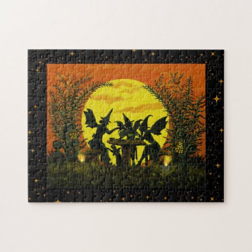 Halloween fairy witches tea party jigsaw puzzle