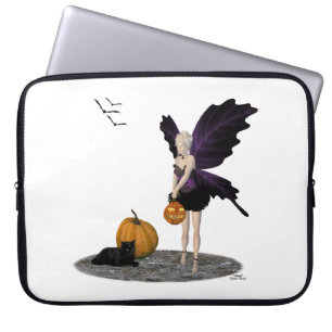 Halloween Fairy With Pumpkin Laptop Sleeve