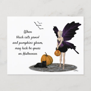 Halloween Fairy With Pumpkin Postcard