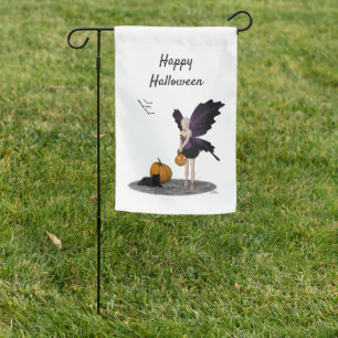 Halloween Fairy With Pumpkins Garden Flag