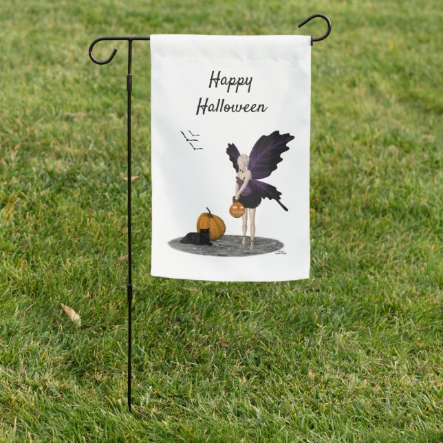 Halloween Fairy With Pumpkins Garden Flag (In SItu)