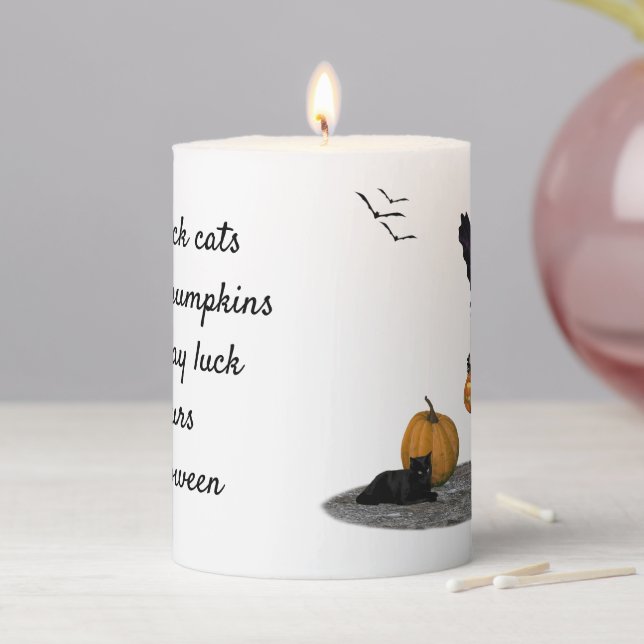 Halloween Fairy With Pumpkins Pillar Candle (In Situ)