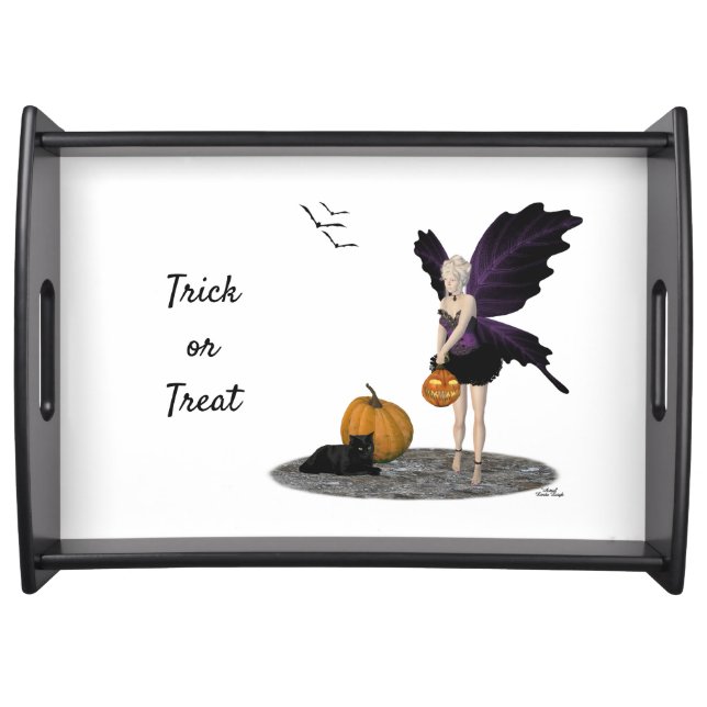 Halloween Fairy With Pumpkins Serving Tray (Front)