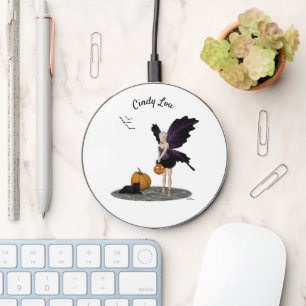 Halloween Fairy With Pumpkins Wireless Charger